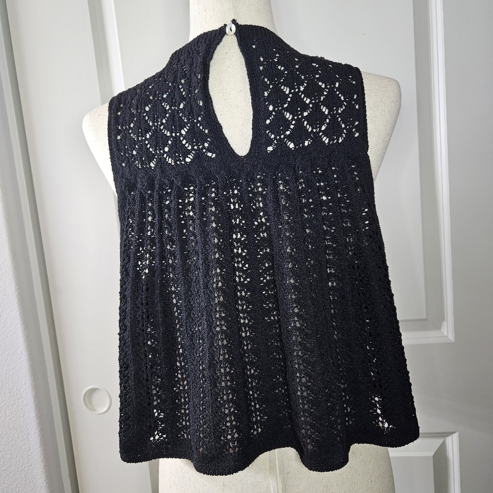 Zara Crochet Vest Top Sleeveless High Neck Croppe… - image 5
